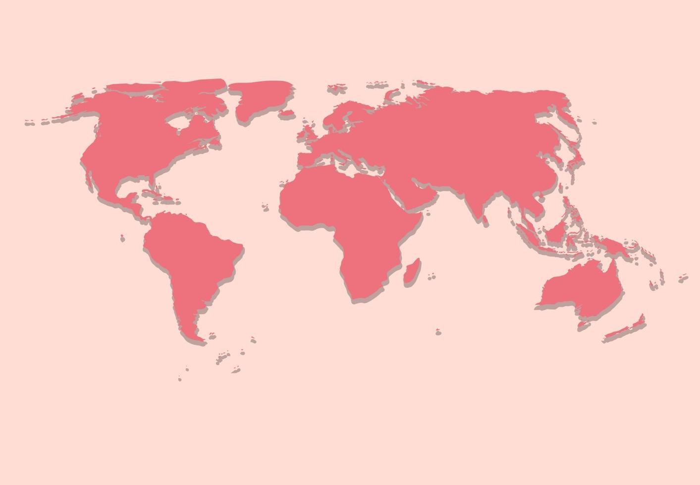 Paper World Map on Pink Background Vector Illustration