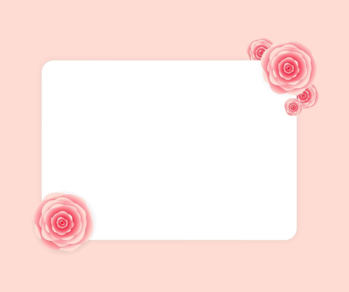 Cute Frame with Rose Flowers Vector Illustration