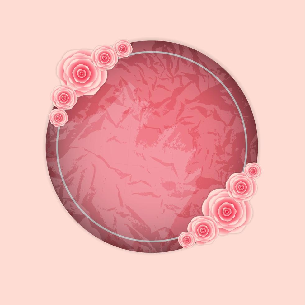 Cute Frame with Rose Flowers Vector Illustration