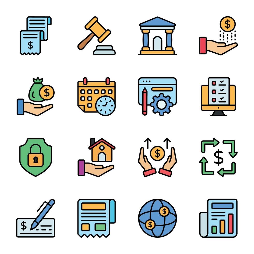 Business and Finance Colored Line Icons vector