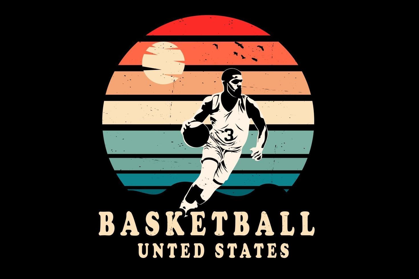 baloncesto, estados unidos, silueta, diseño vector