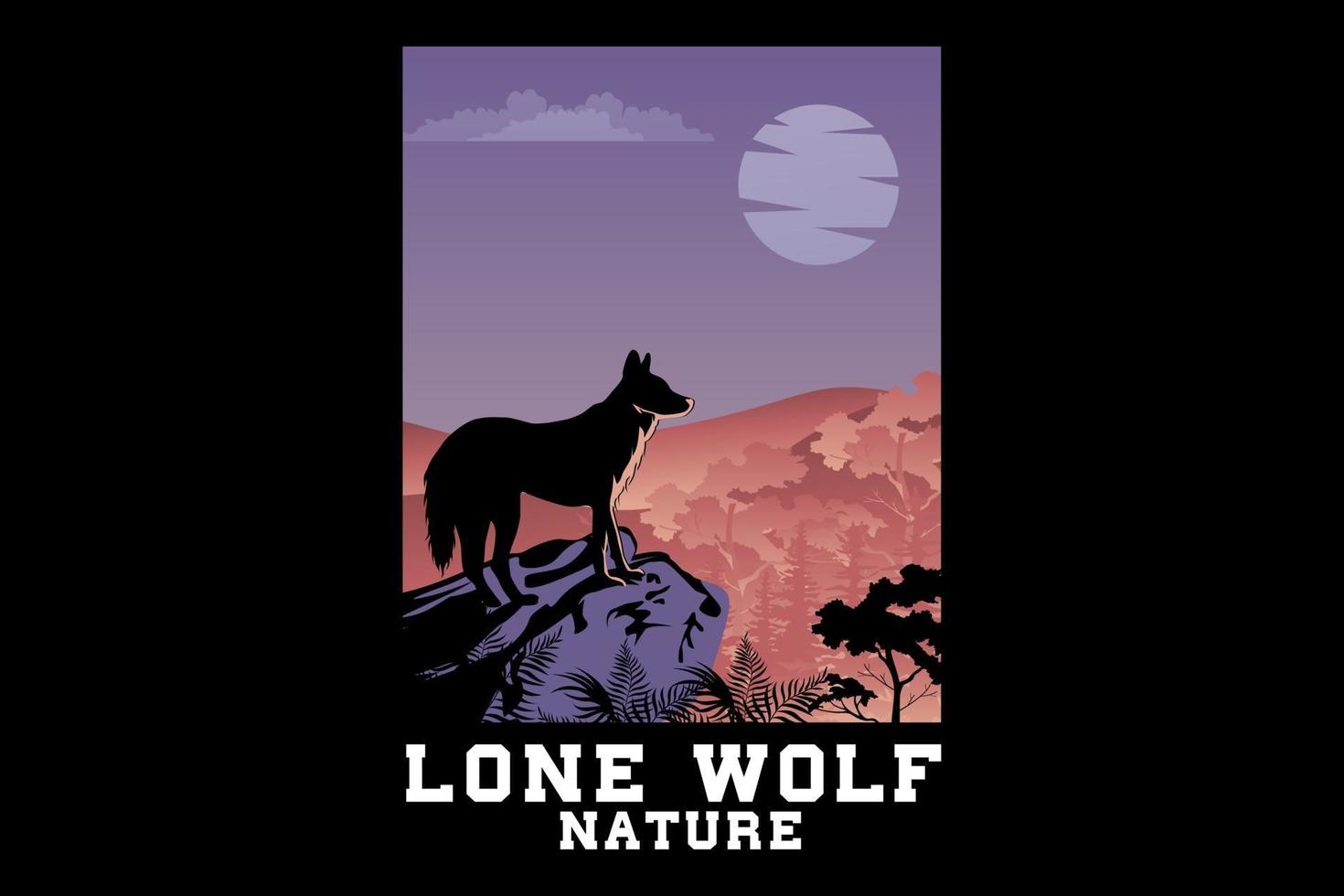 Lone wolf nature silhouette design vector