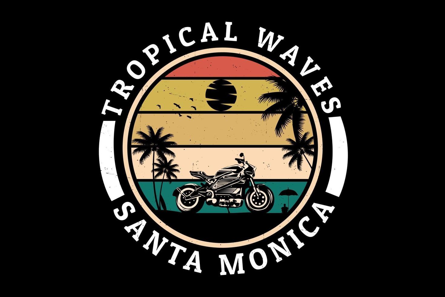 Santa monica beach silhouette design vector