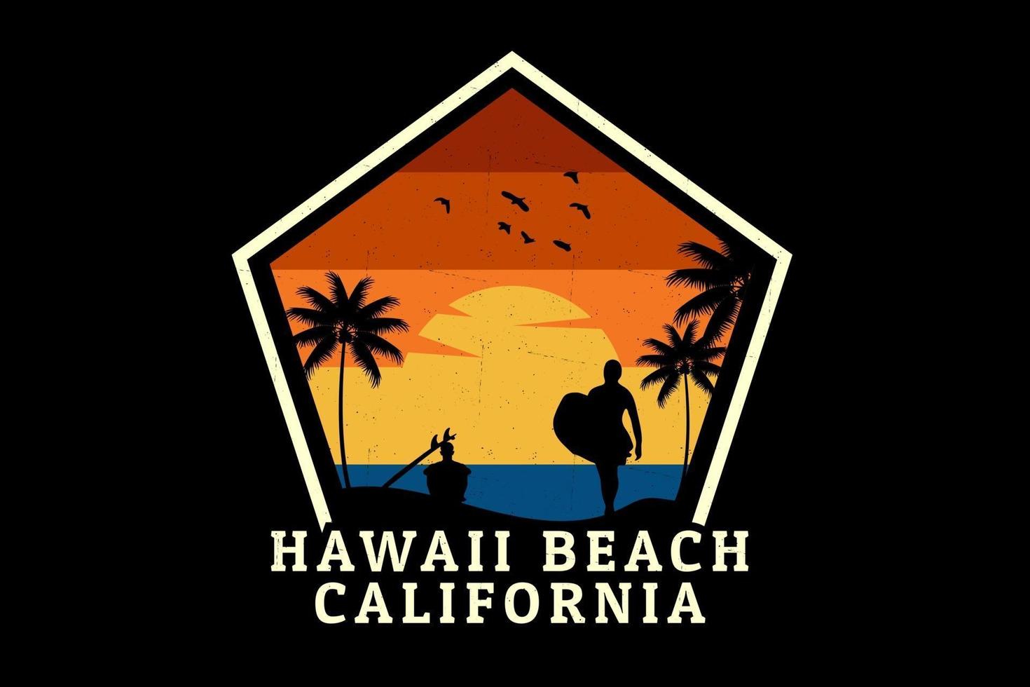 Hawaii beach silhouette design vector