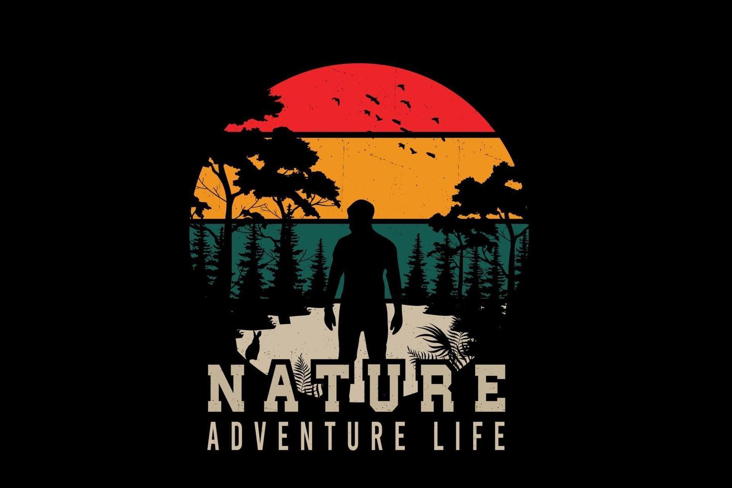naturaleza aventura vida silueta diseño vector