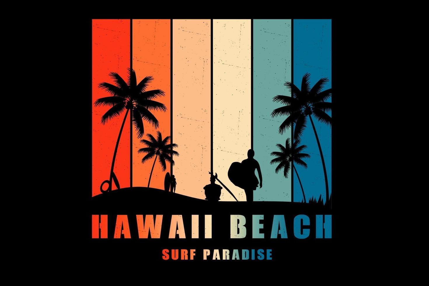 diseño de silueta de playa de hawaii vector