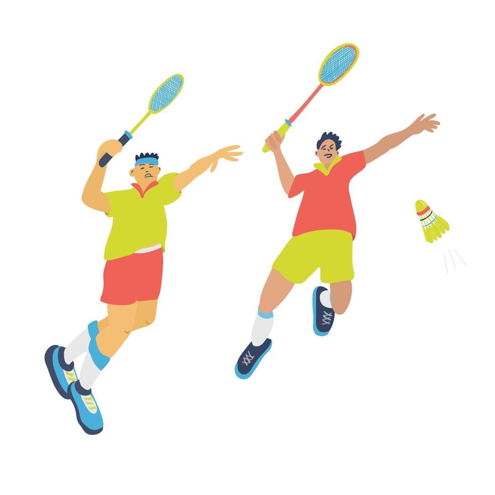 Doubles badminton game. vector