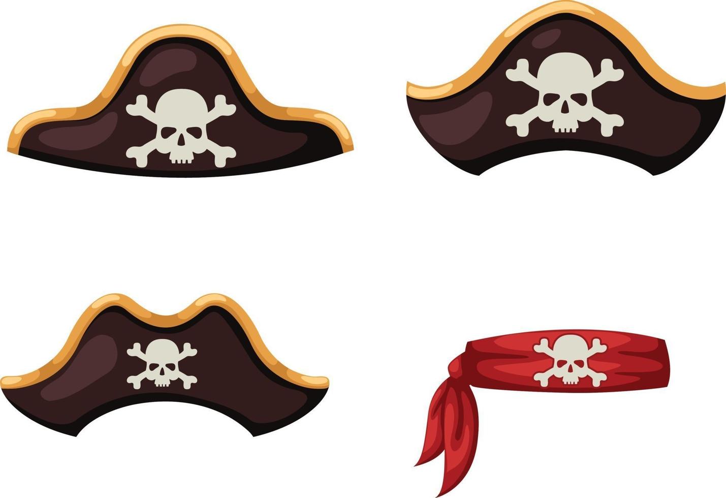 conjunto de sombrero pirata vector