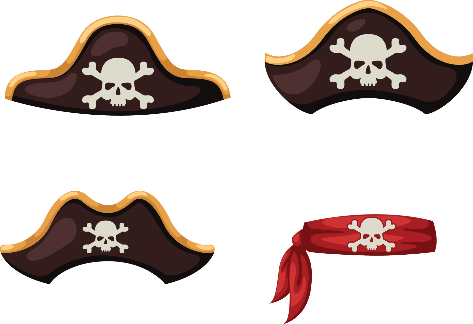 accesorios piratas ilustración de un conjunto de piratas, velas, barcos,  oro, espada, isla calavera y tesoro. vector 8859269 Vector en Vecteezy