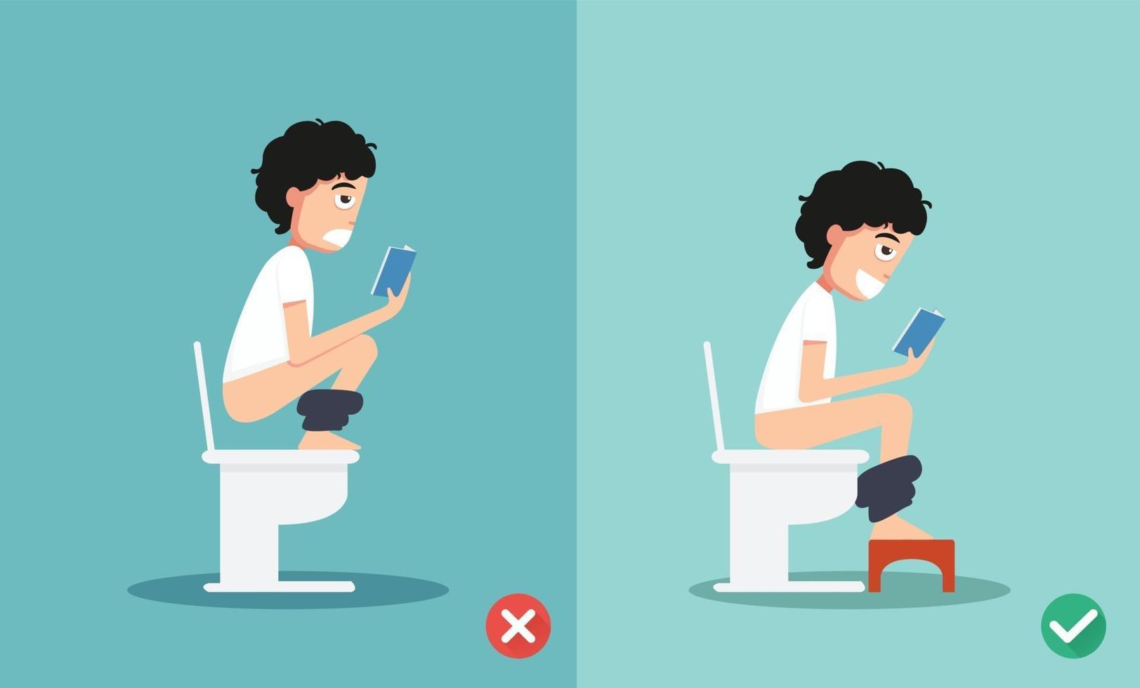 unhealthy vs healthy positions for defecate vector