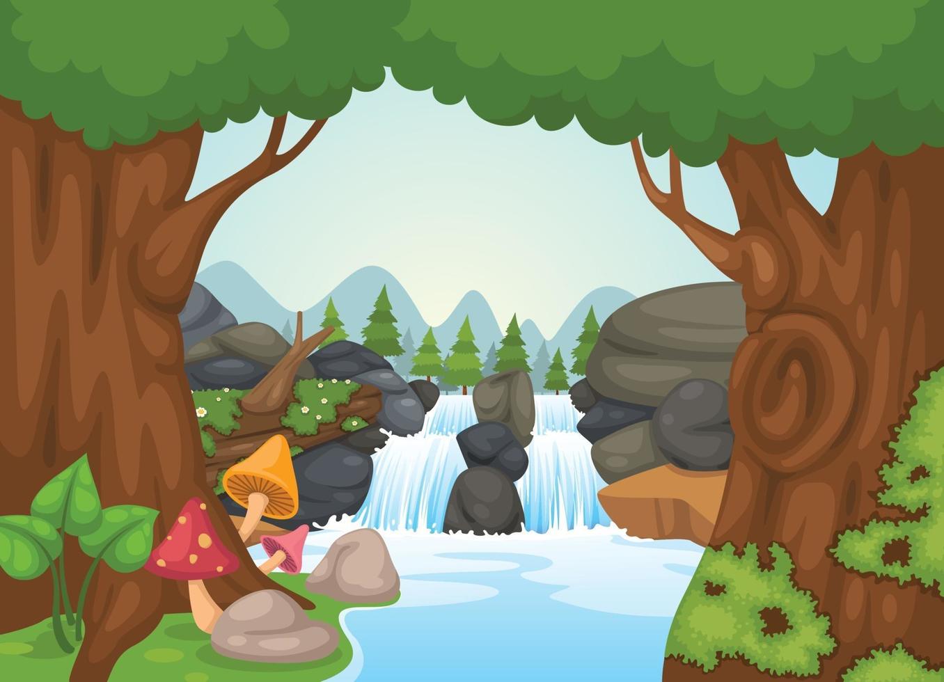 waterfall landscape vector