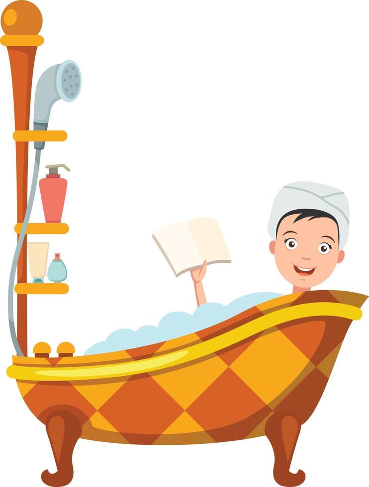 Woman bathing in bathtub vector