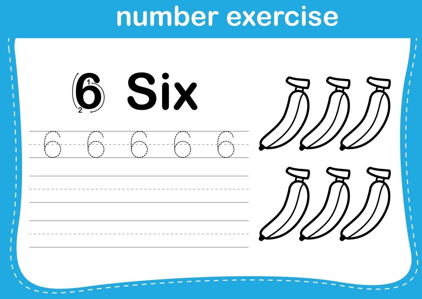 number exercise with cartoon coloring book illustration vector