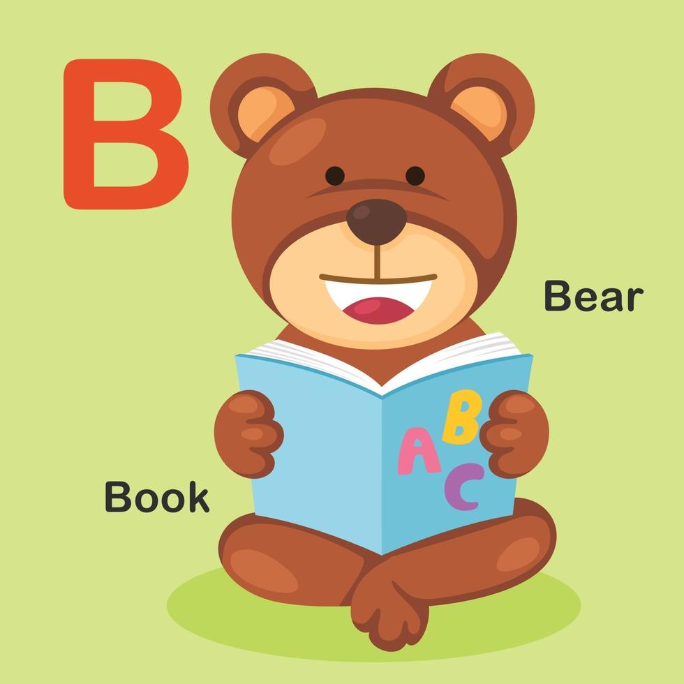 Ilustración animal aislado alfabeto letra b-oso, libro vector