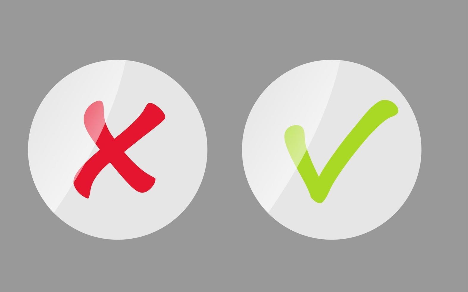 Vector Red and Green Check Mark Icons