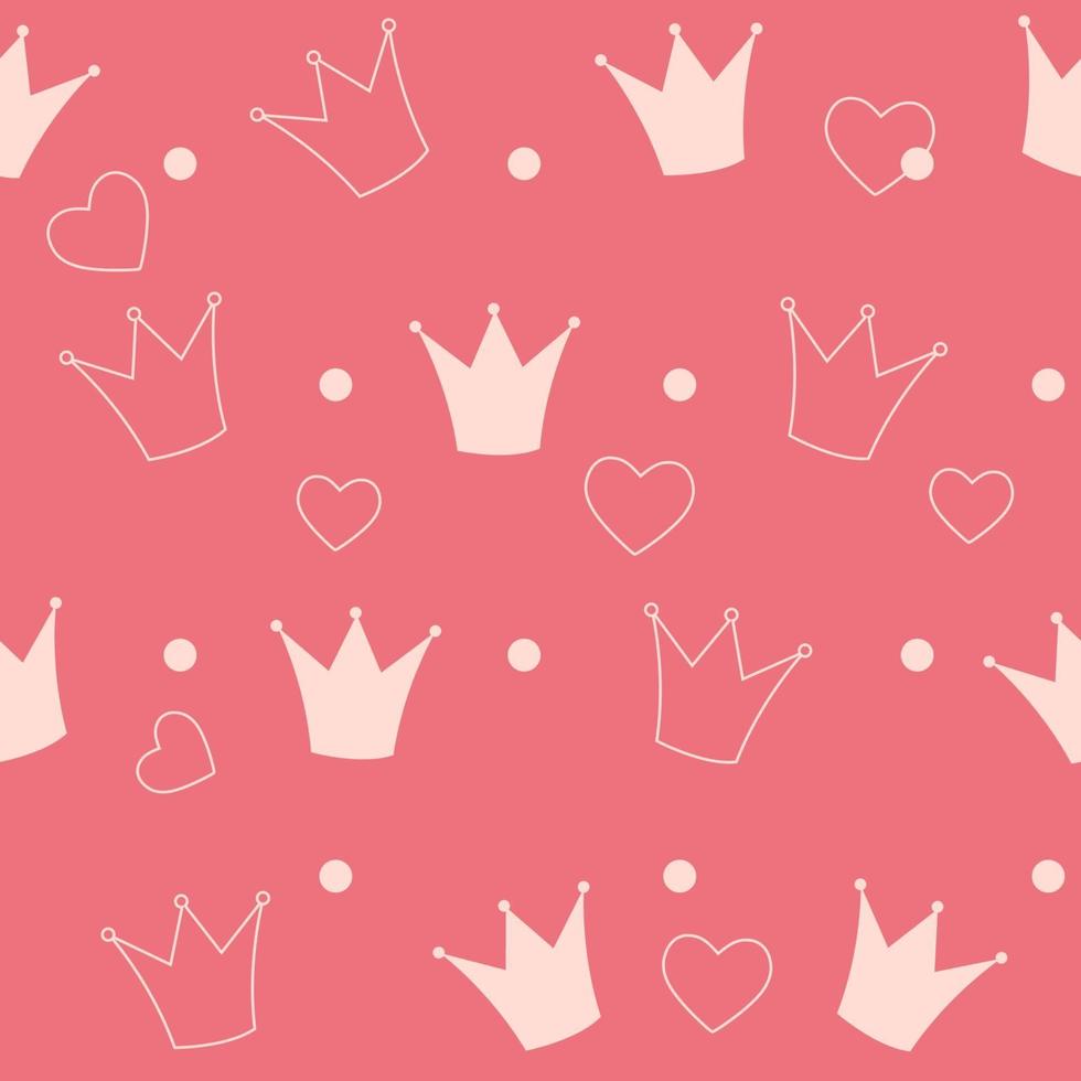 Princess Crown Seamless Pattern Background Vector Illustration.