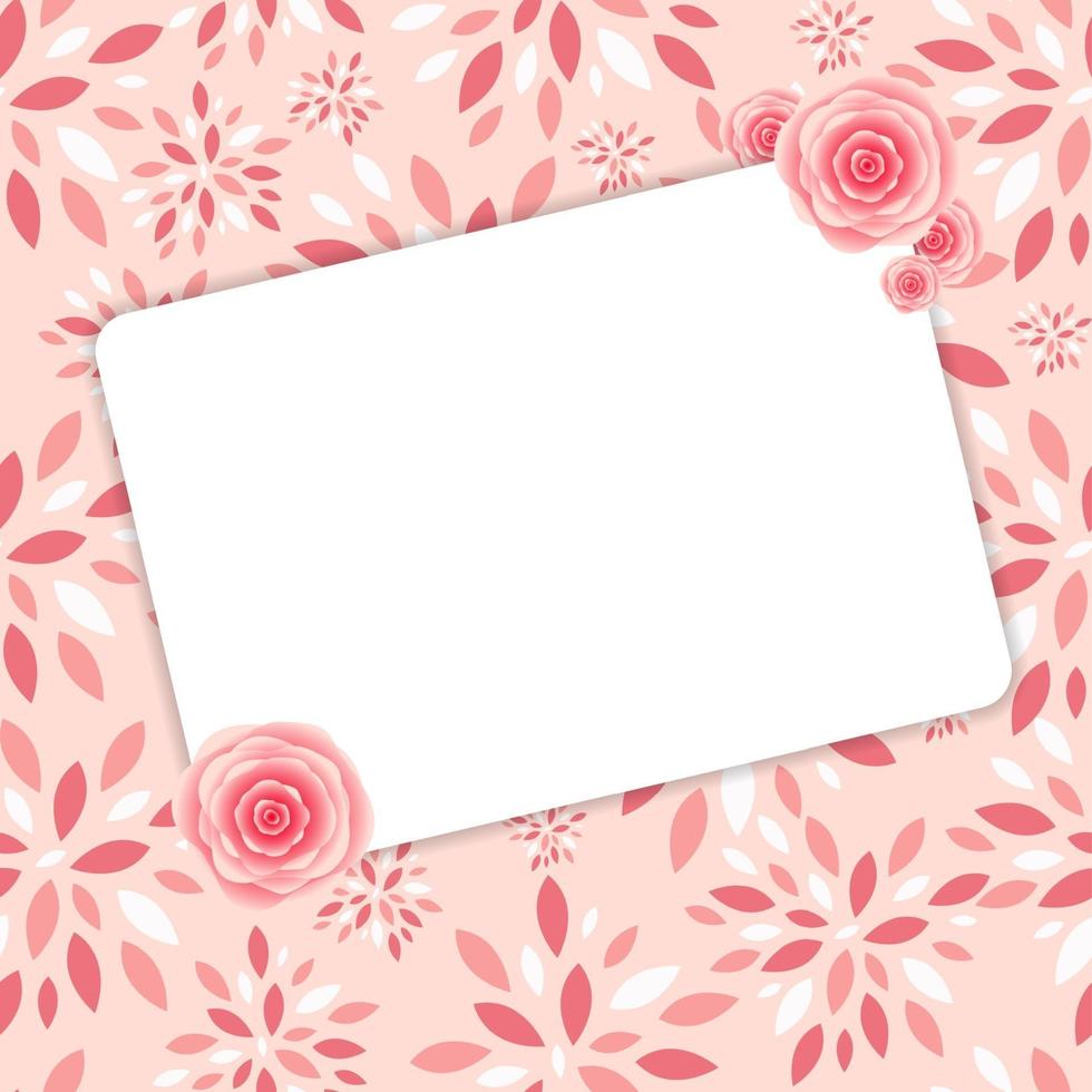 Cute Frame with Rose Flowers Vector Illustration