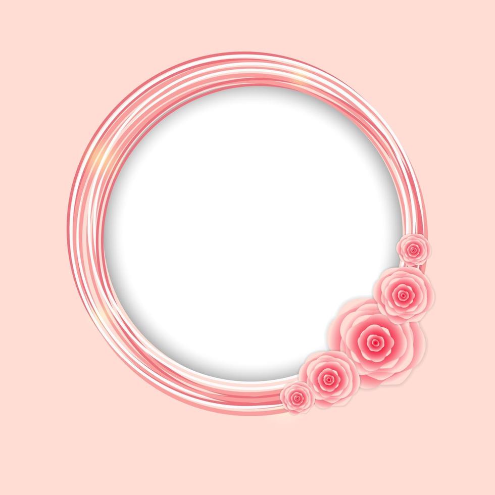 Cute Frame with Rose Flowers Vector Illustration