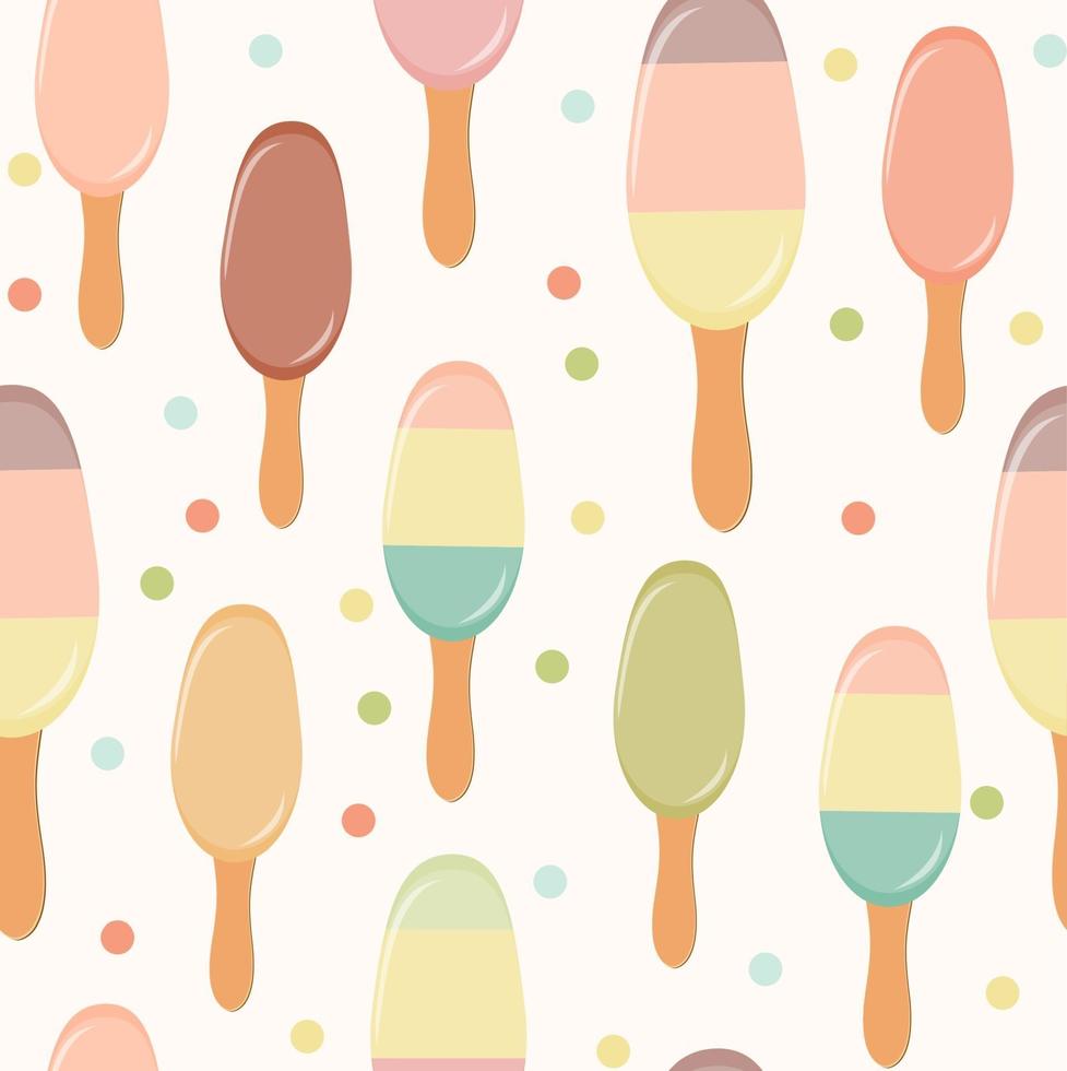 Retro Ice Cream Seamless Pattern Background. Vector Illustration