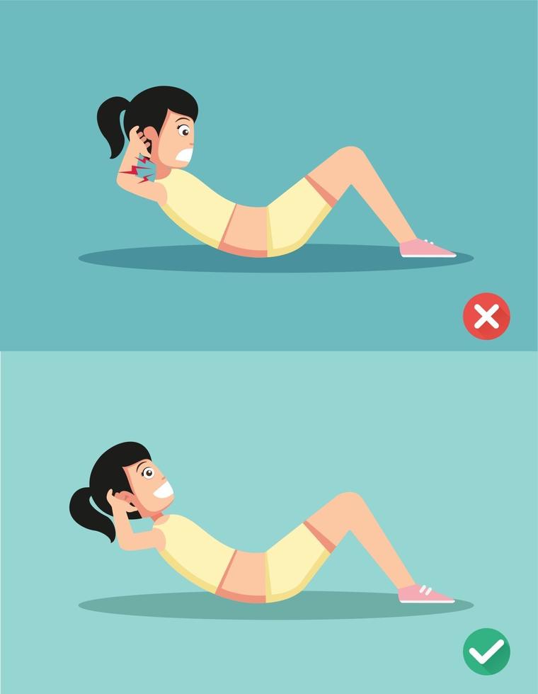 wrong and right sit-up posture vector