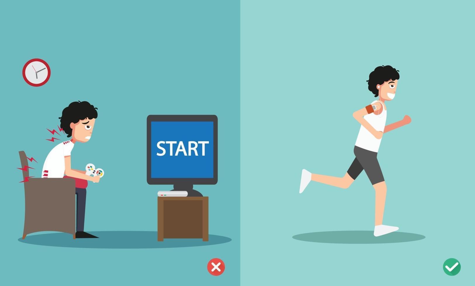 wrong and right for stop playing video games Too Long illustration