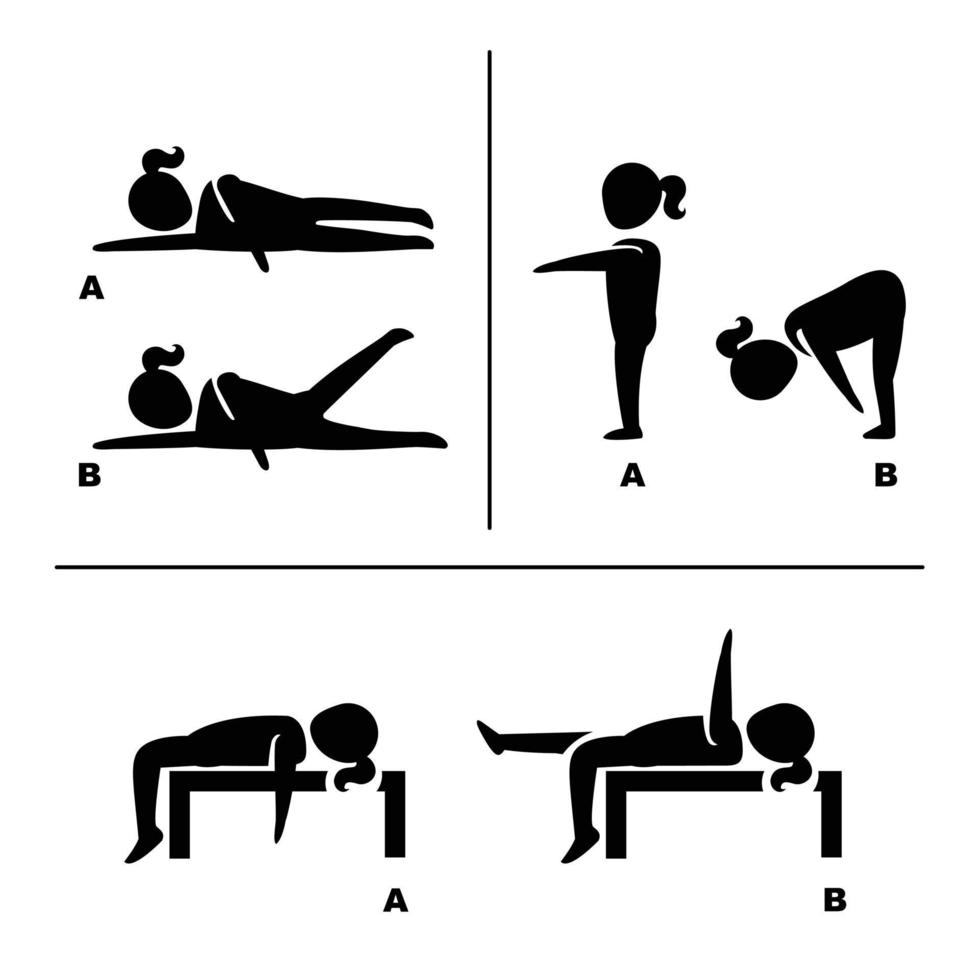 poses de ejercicio para pictogramas saludables ilustración vector