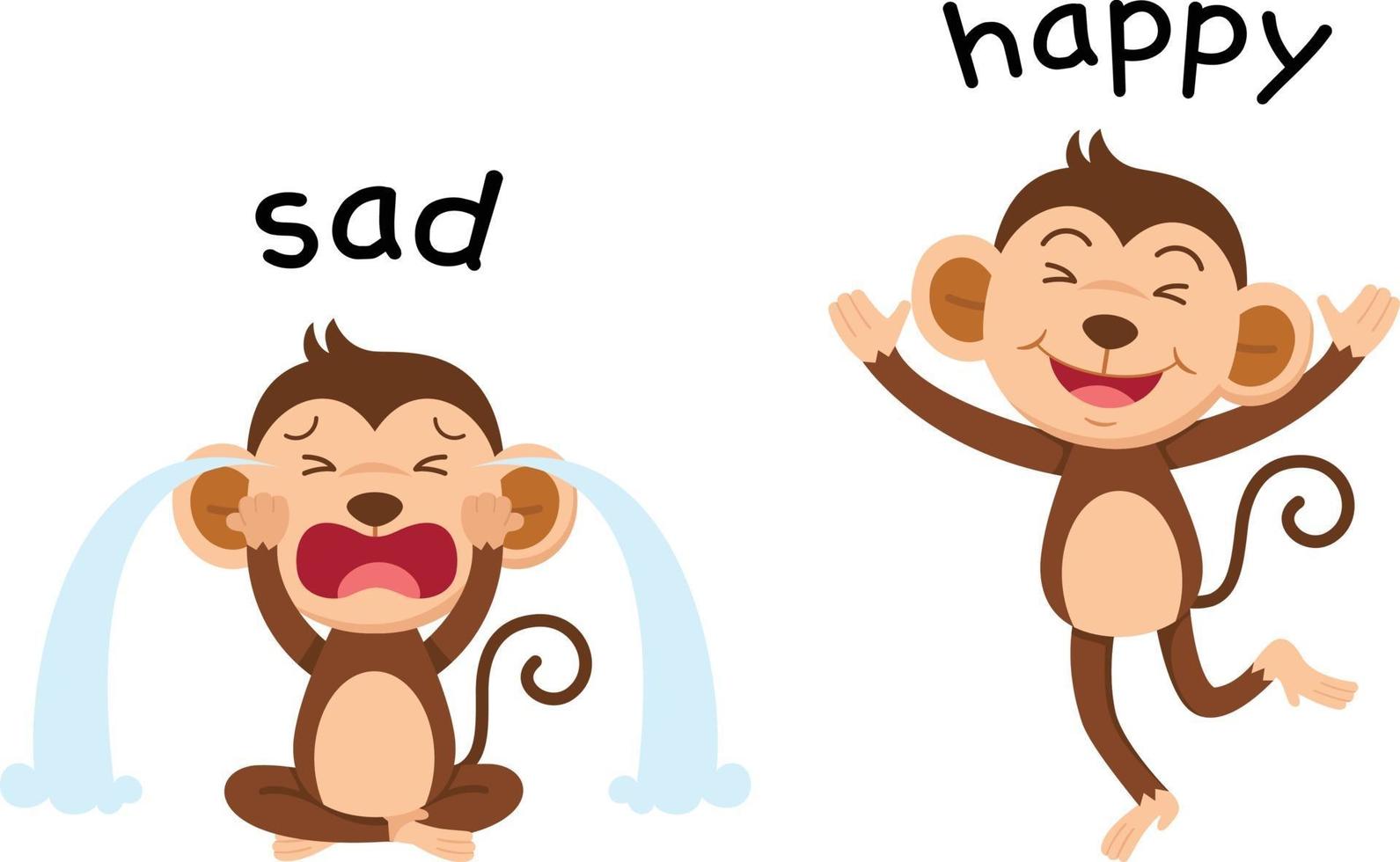 Opposite words sad and happy vector