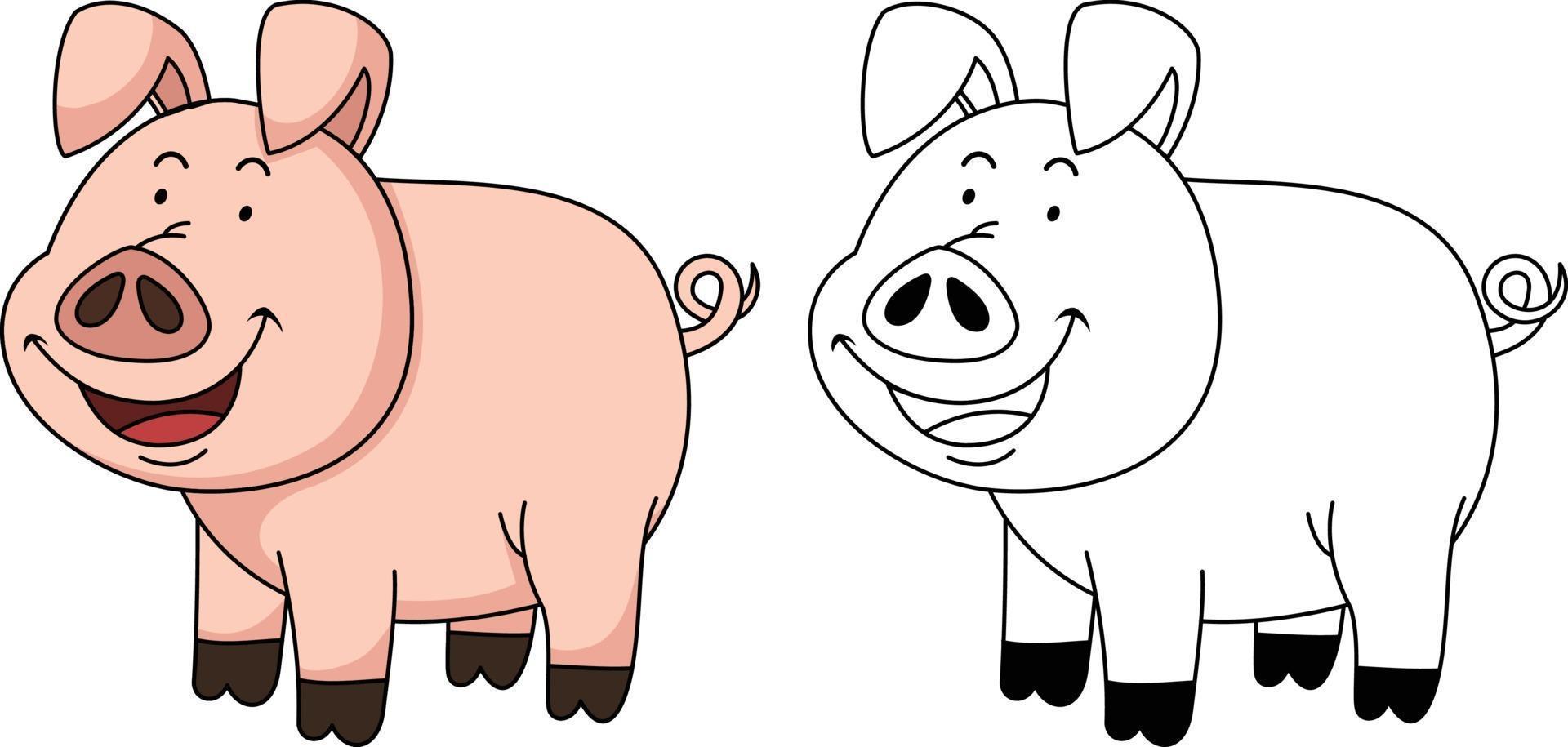 Illustration of educational coloring book-pig vector