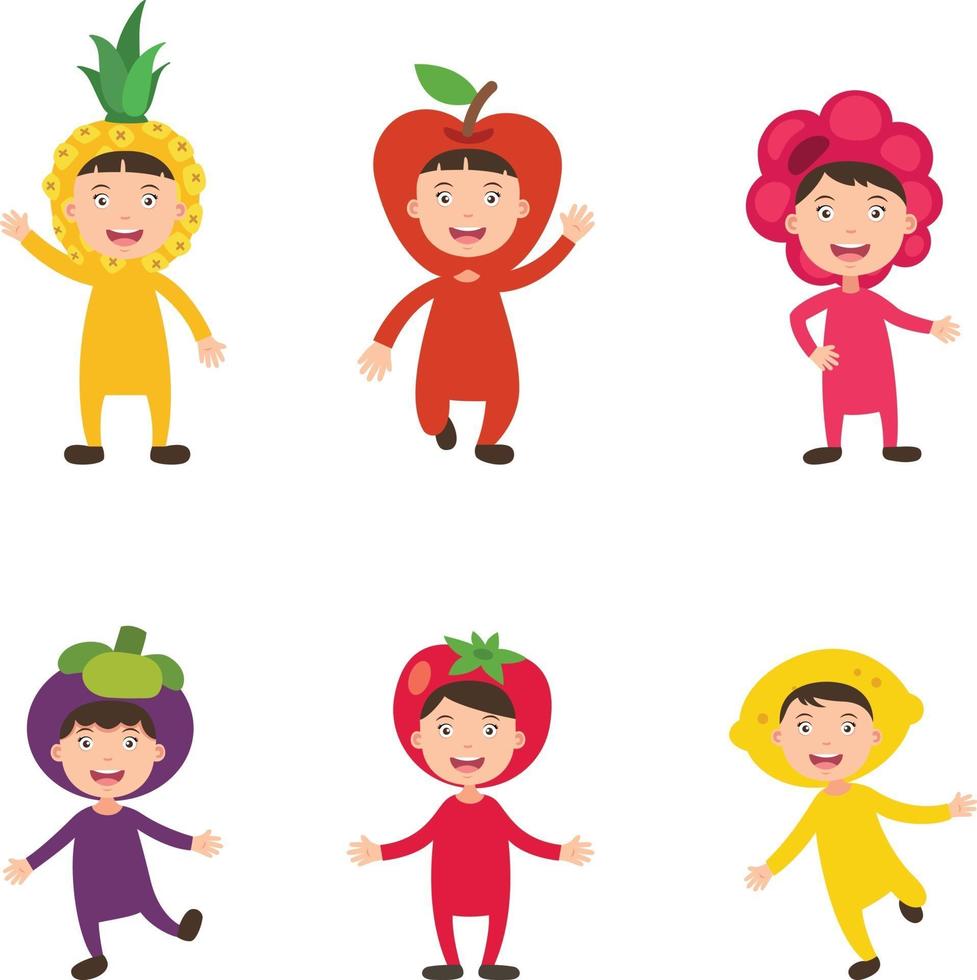 disfraces fruta niños vector