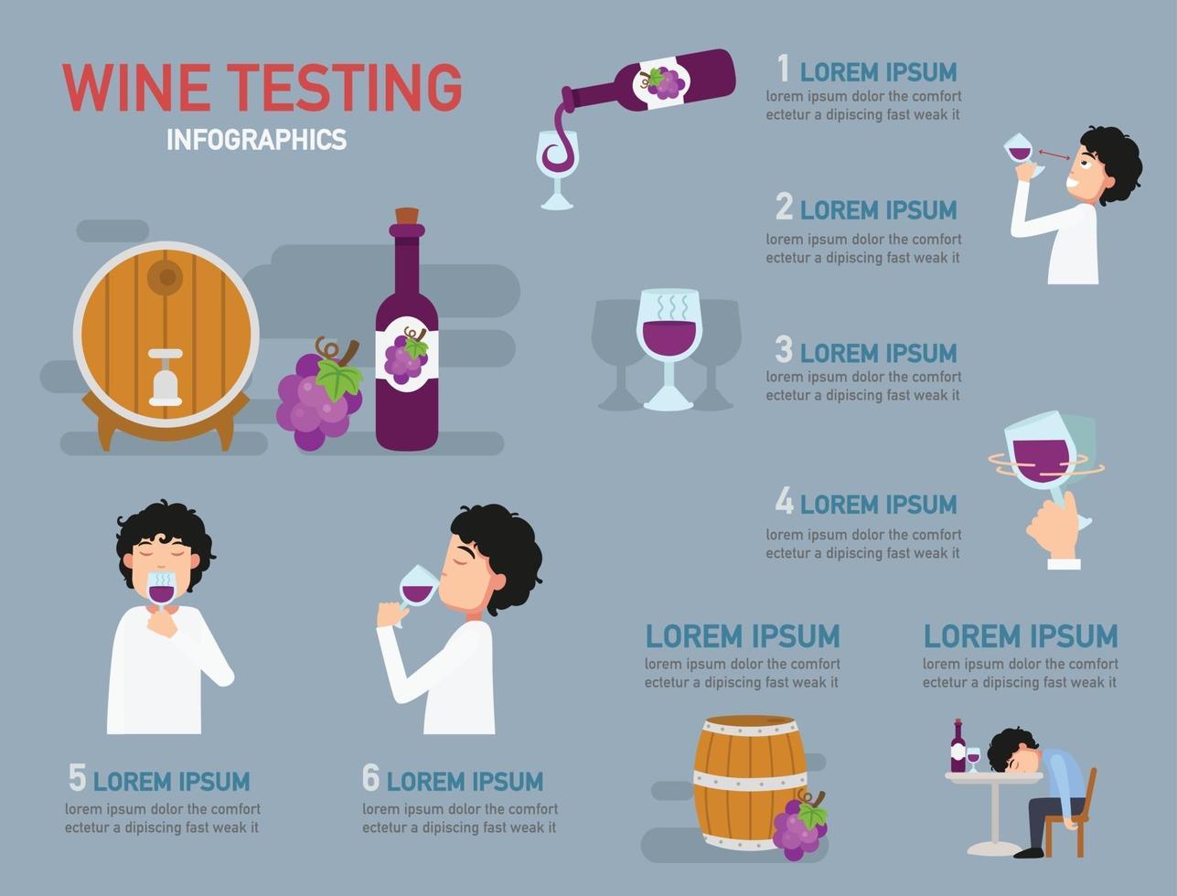 infografía de cata de vinos, ilustración. vector