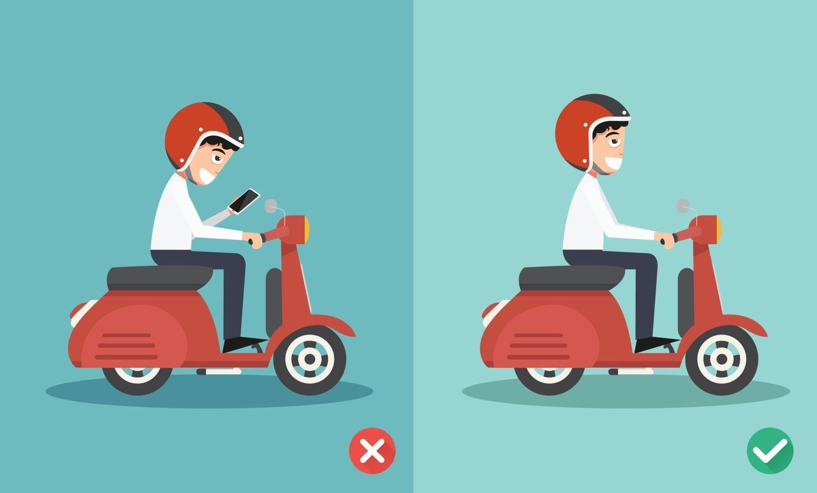 No texting ,No talking, Right and wrong ways vector