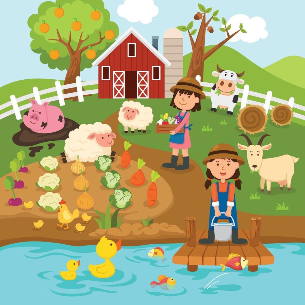 Agricultural production,rural landscape.illustration. vector