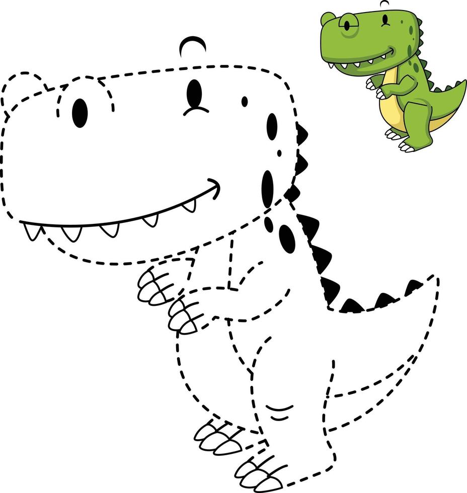 Ilustración de juego educativo para niños y libro para colorear-dinosaurio vector