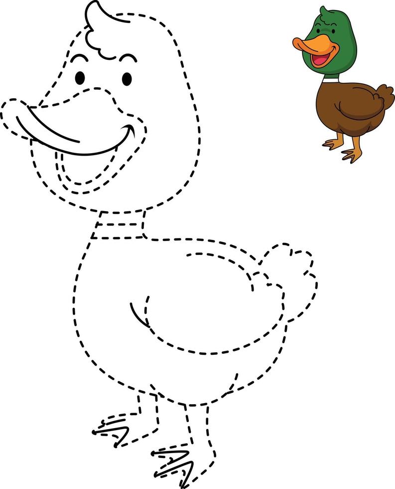 Illustration of educational game for kids and coloring book-duck vector