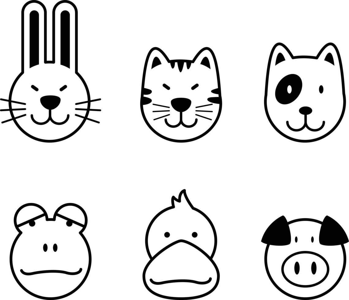 set of animal icon vector