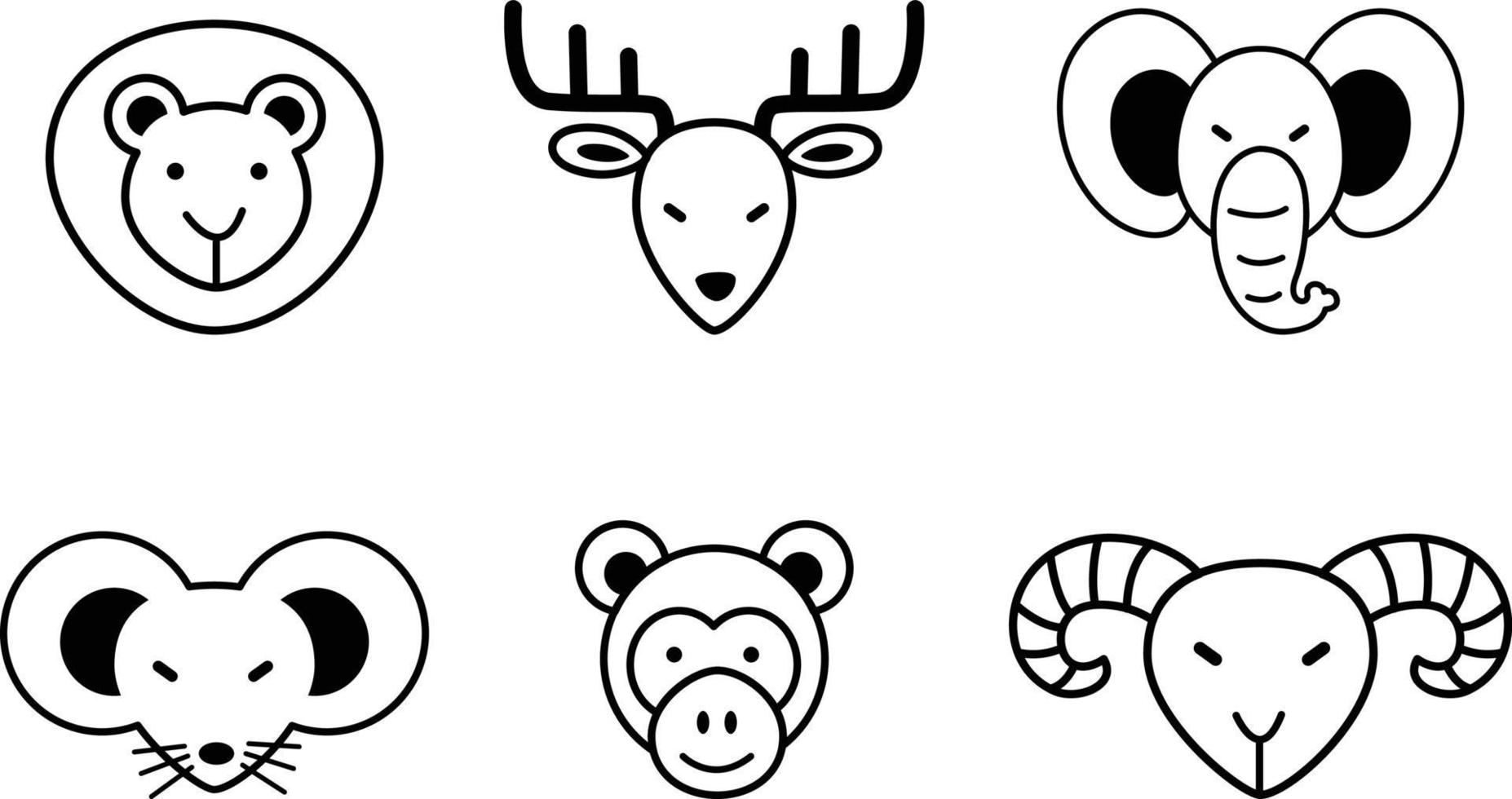 set of animal icon vector
