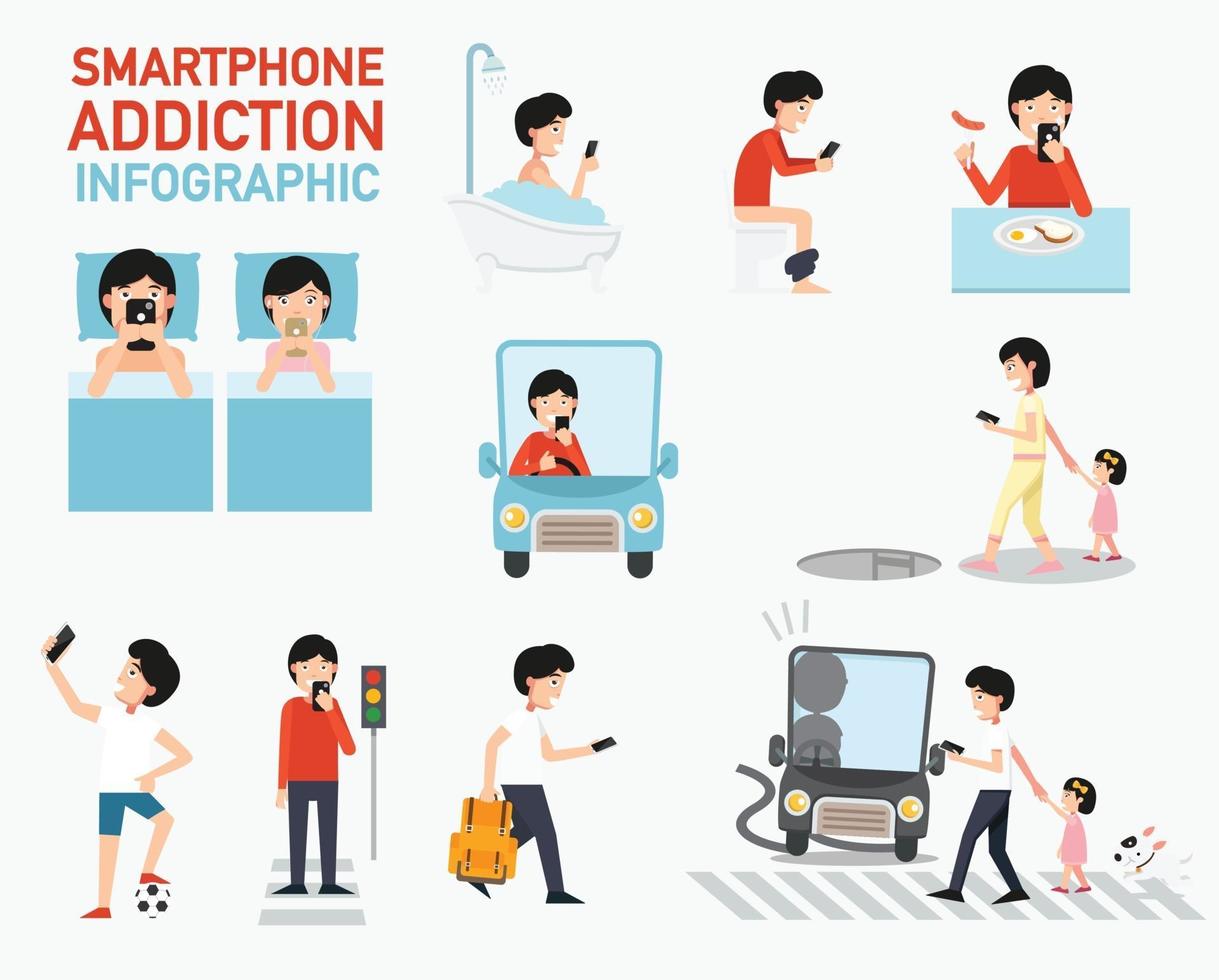 Smartphone addiction infographic.vector vector