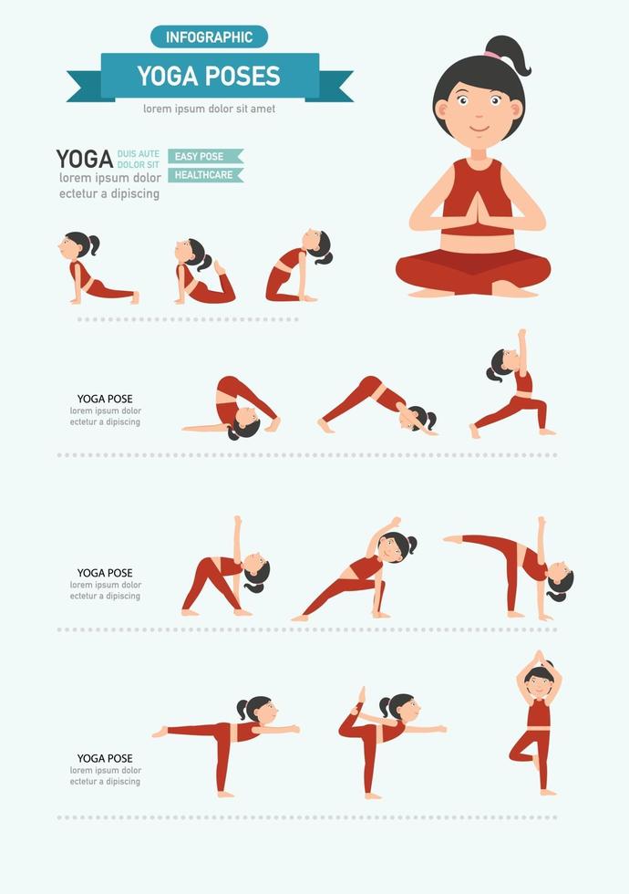 posturas de yoga infographics.vector vector