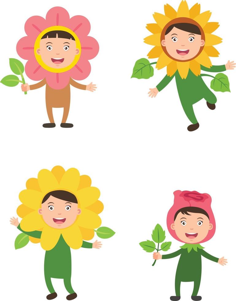 disfraces flor niños vector