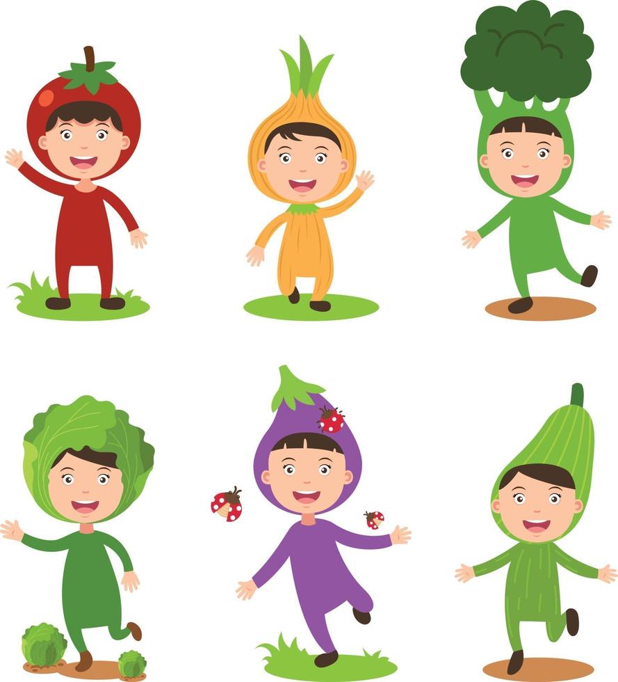 costumes vegetable kids vector