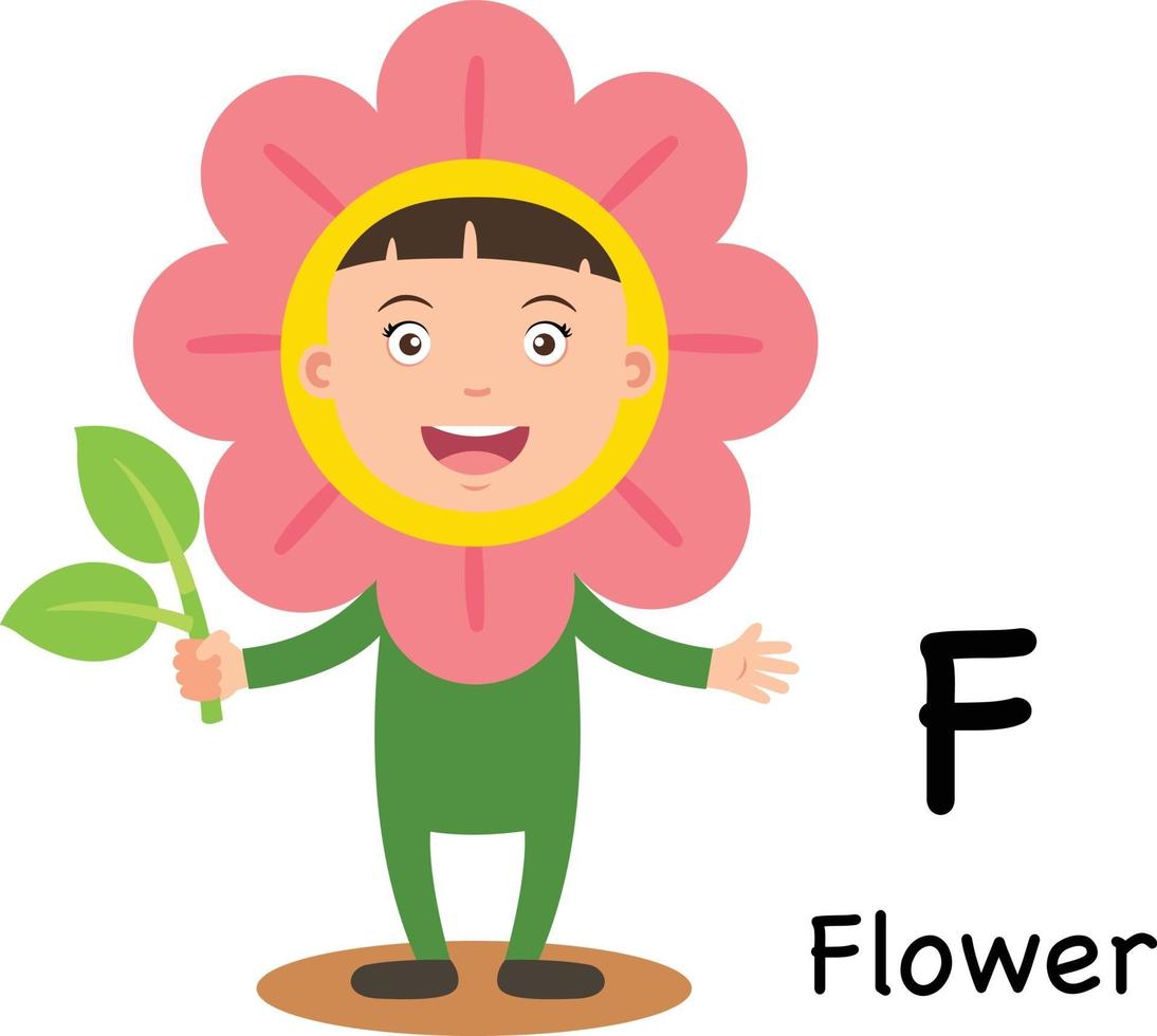 letra del alfabeto f-flor, ilustración vectorial vector