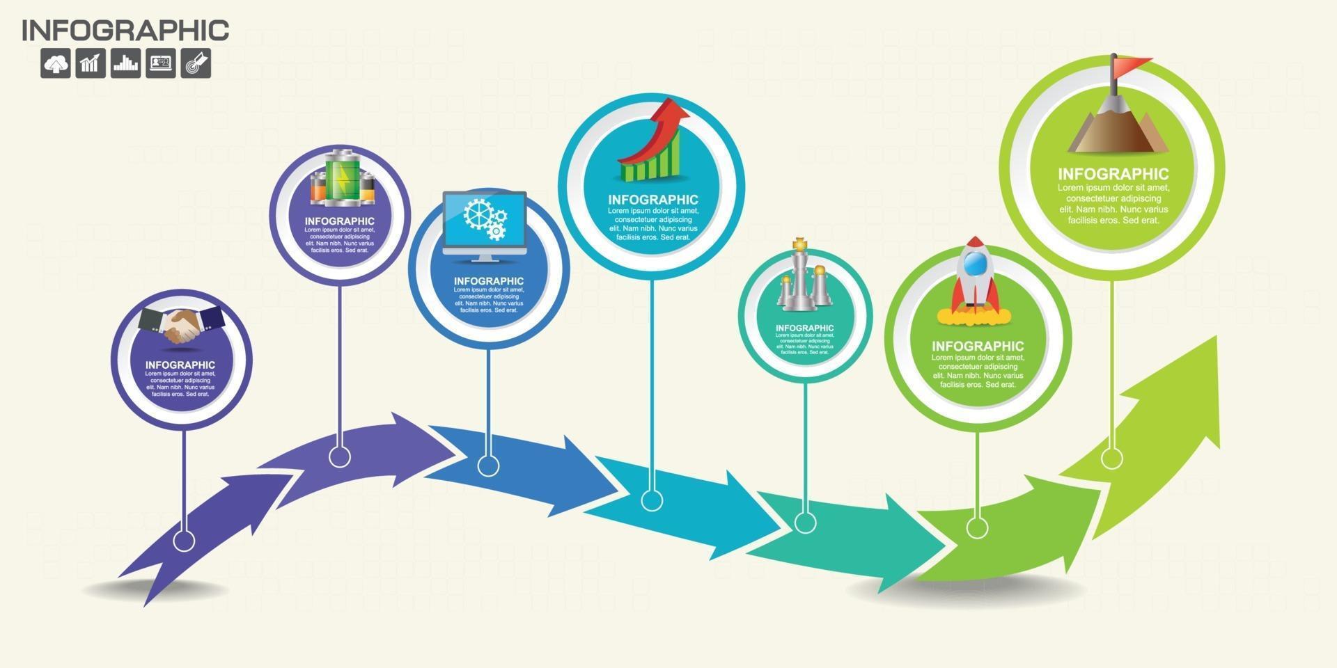 Los iconos y el vector de diseño infográfico se pueden utilizar para el flujo de trabajo.