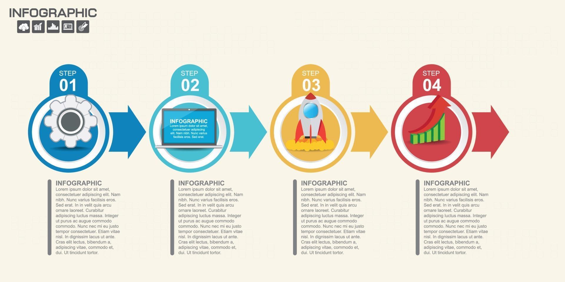 Los iconos y el vector de diseño infográfico se pueden utilizar para el flujo de trabajo.