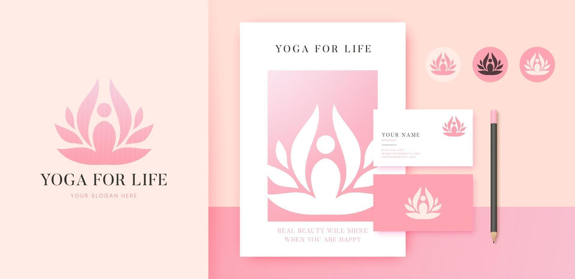 diseño de logotipo de flor de loto de yoga vector