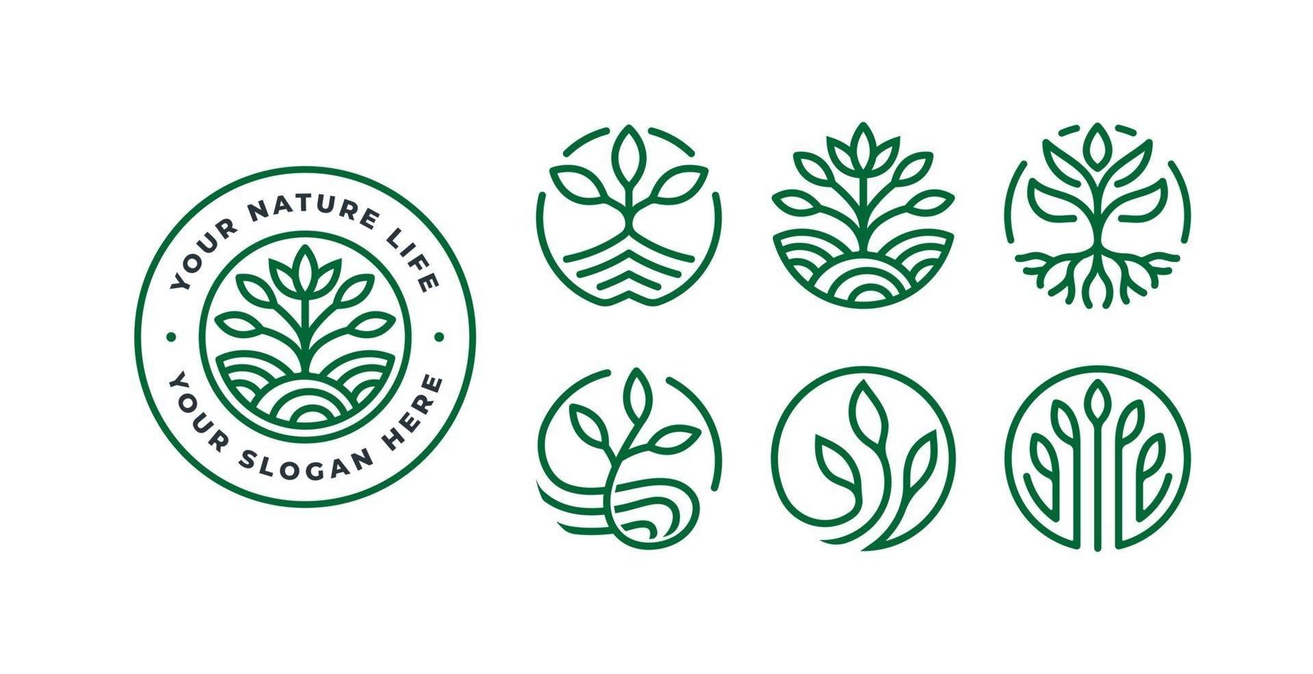 set of nature logo design vector