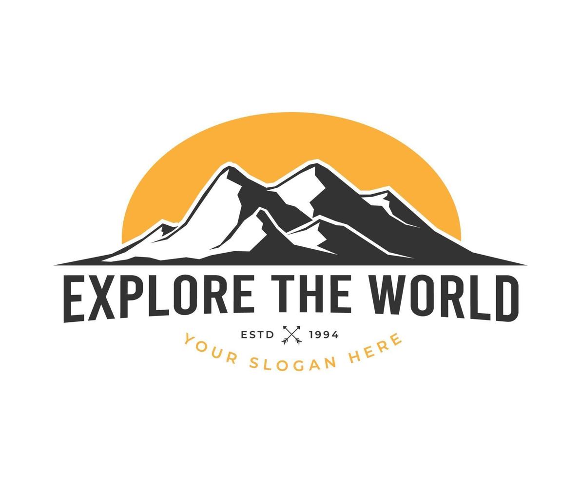 outdoor mountain explore logo design vector