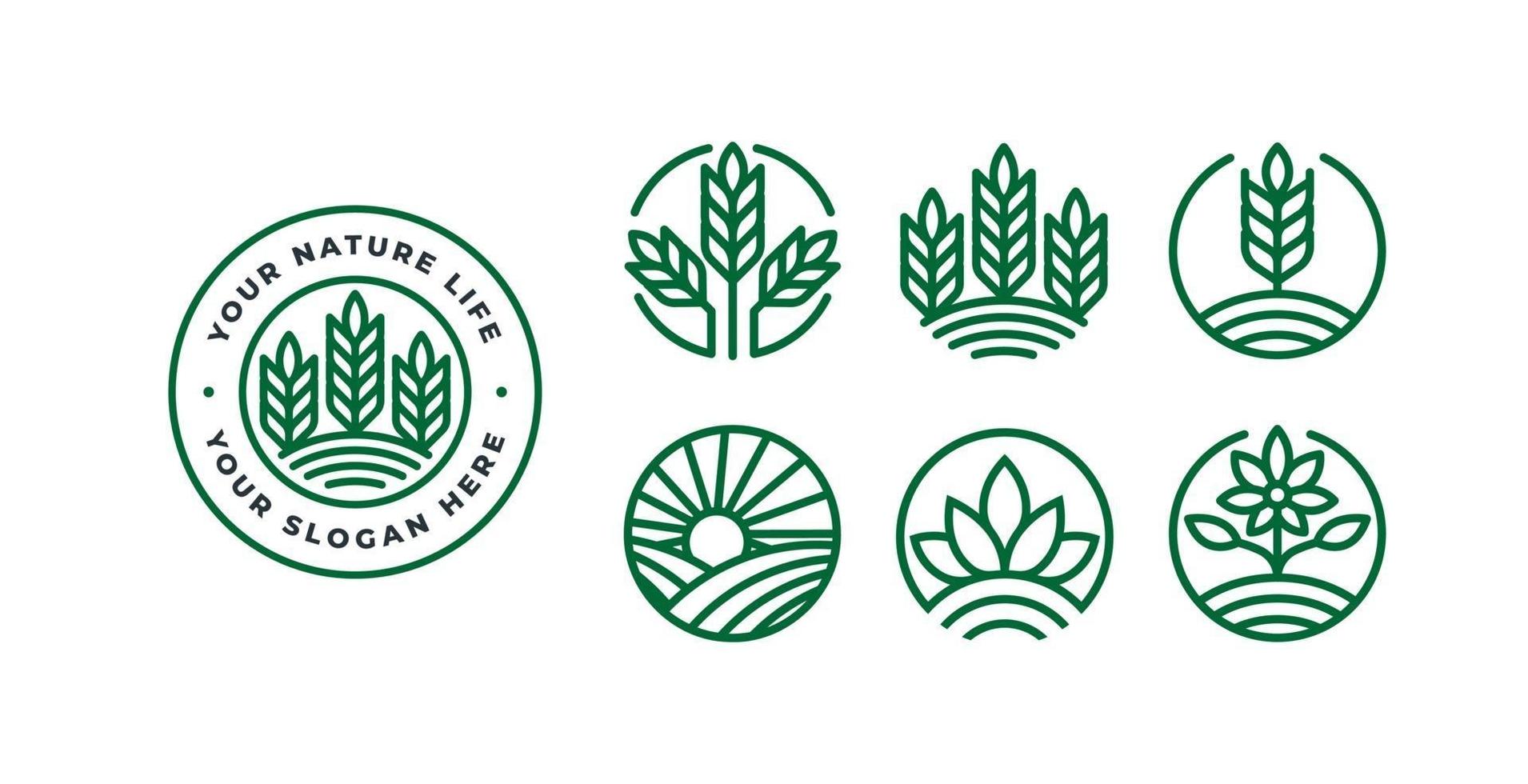 set of green nature logo design vector