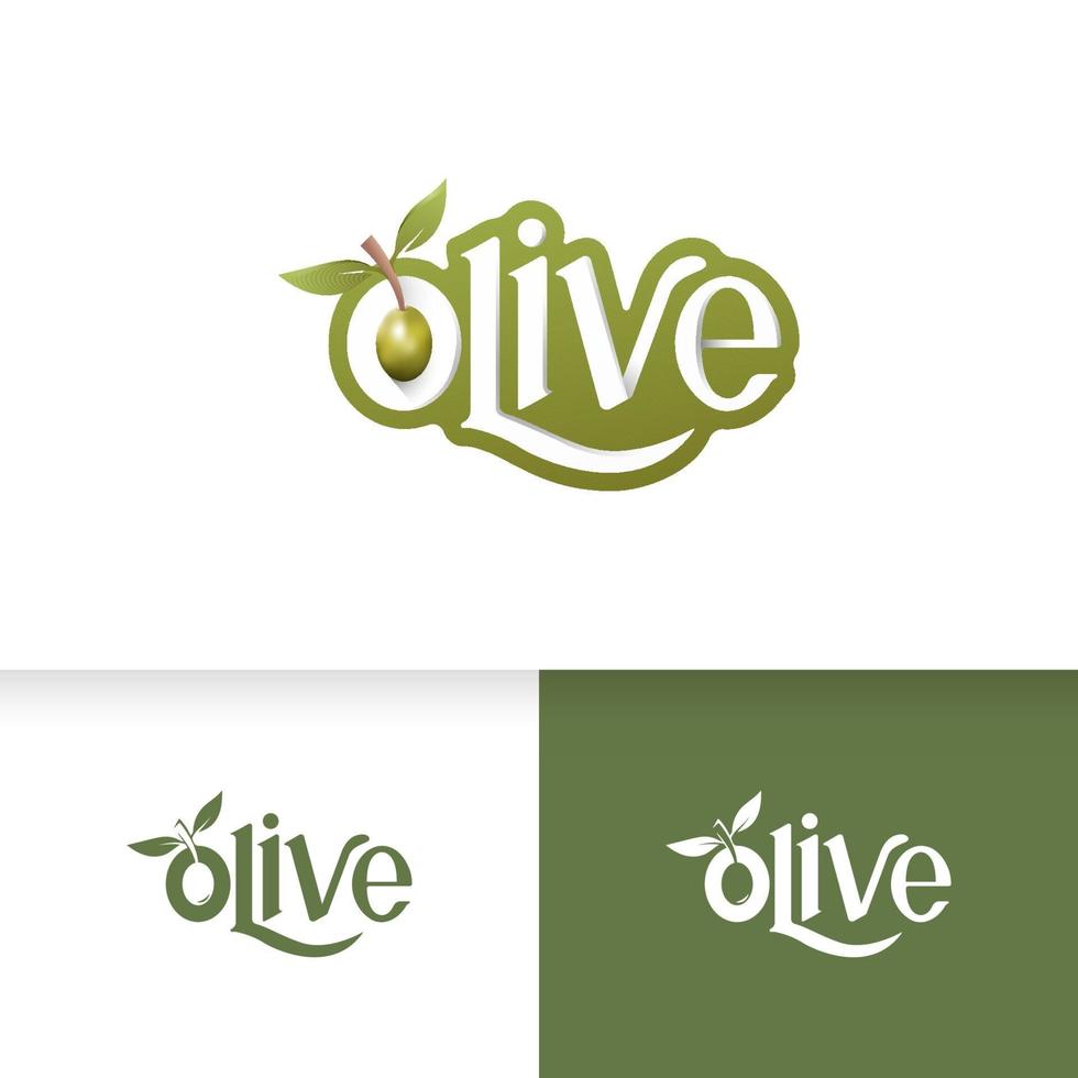 Diseño de tipografía de logotipo de oliva plano y color. vector