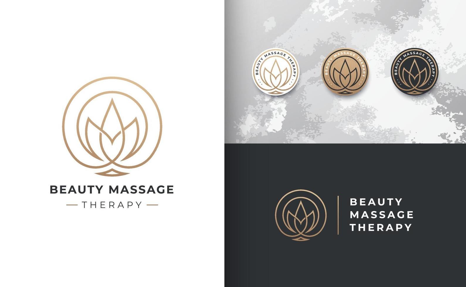 badge lotus flower logo vector