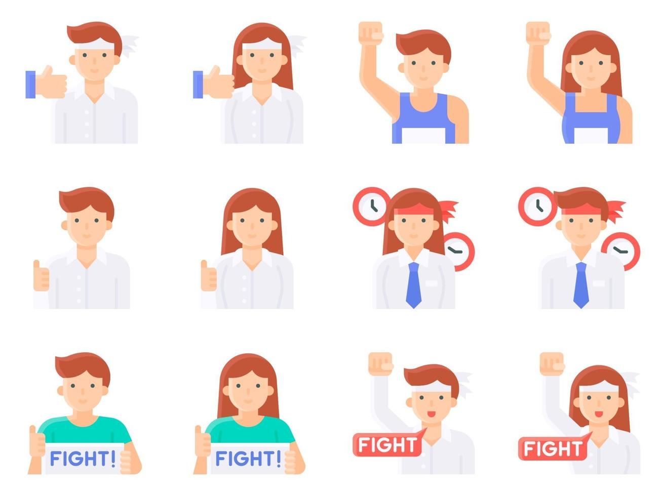 Positive Thinking And Motivation Avatar set 3, vector illustration